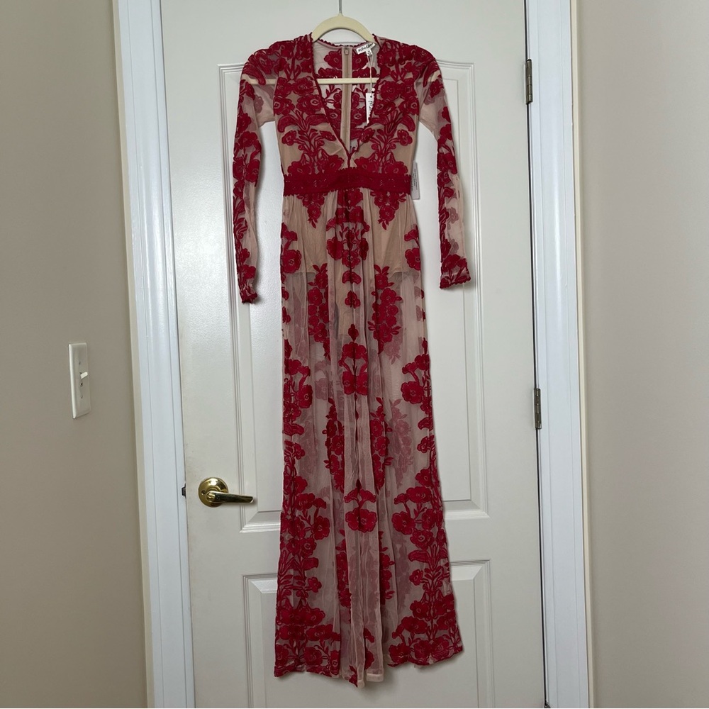 NWT For Love & Lemons‎ Temecula Sheer Embroidered Maxi Dress Size XS - Picture 2 of 5